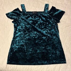 INC International Concepts Crushed Velvet Short Sleeve Blouse